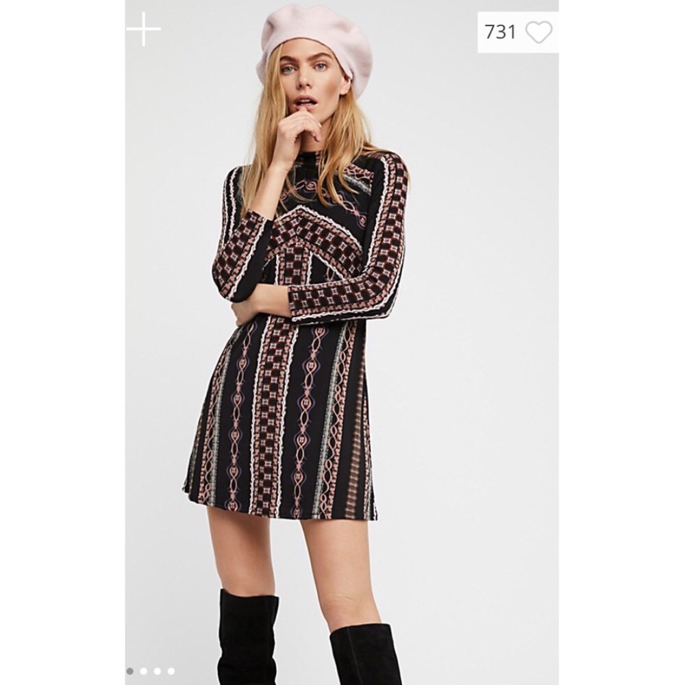 Free People Stella Mini Dress Black Combo